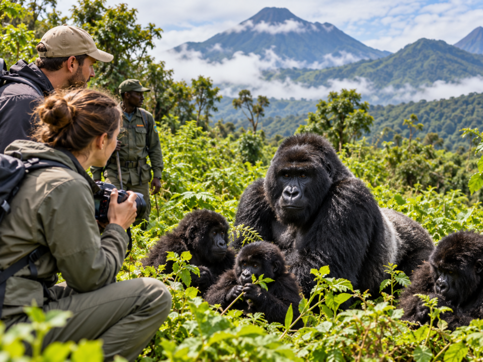 Gorilla trekking in Rwanda from Austria with mountain gorillas in Volcanoes National Park.