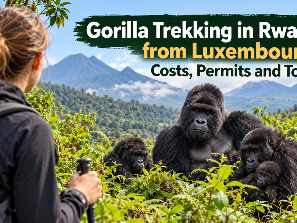 Gorilla trekking in Rwanda from Luxembourg featuring mountain gorillas in Volcanoes National Park.