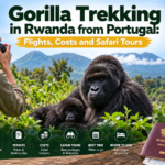 Gorilla trekking in Rwanda from Portugal featuring mountain gorillas in Volcanoes National Park, safari tours and travel information.