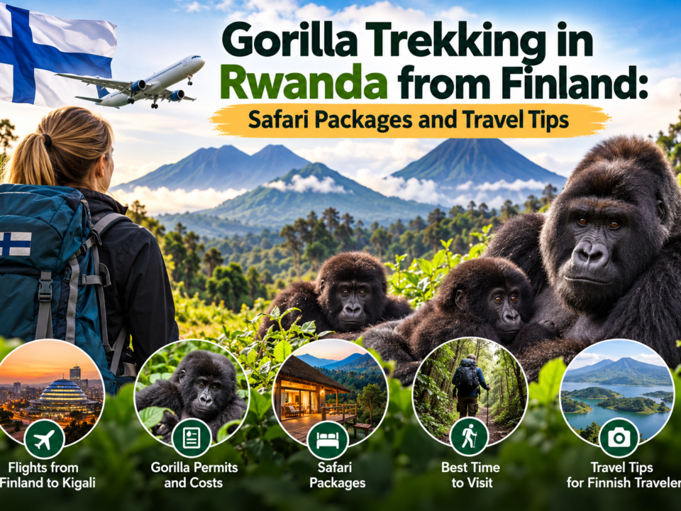 Gorilla trekking in Rwanda from Finland with mountain gorillas, Volcanoes National Park, and safari travel packages by Zamunda Travels.