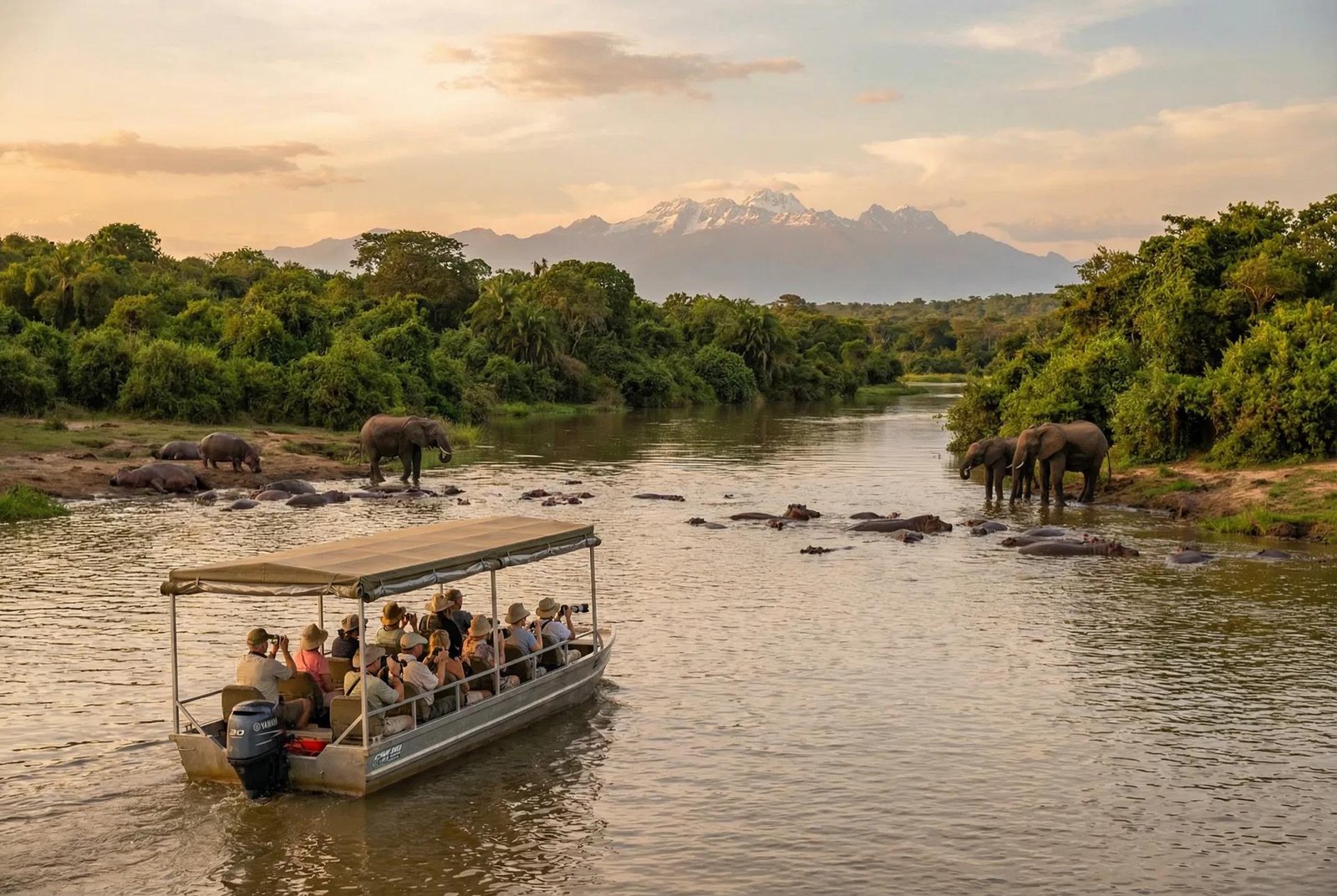 Boat safari on the Kazinga Channel in Queen Elizabeth National Park
