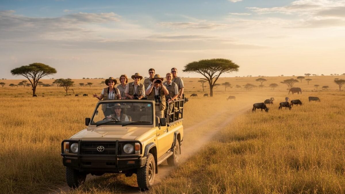 Kenya Safari for Solo Travellers enjoying a guided group game drive in the Masai Mara.