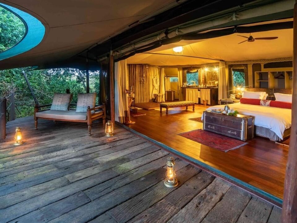 Luxury safari accommodation at Mara Plains Camp in Kenya's Masai Mara ecosystem.