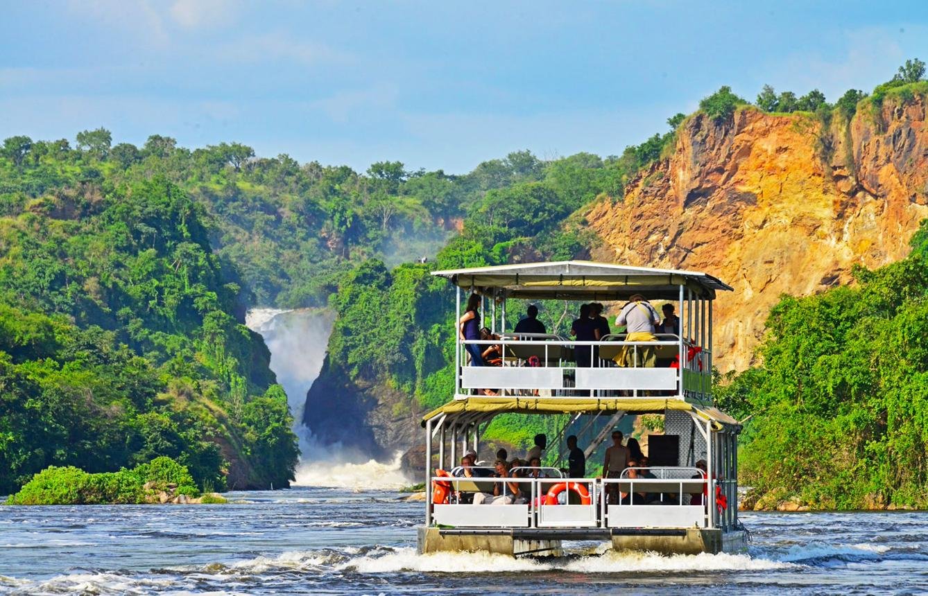 Powerful Murchison Falls and the River Nile in Murchison Falls National Park, Uganda.