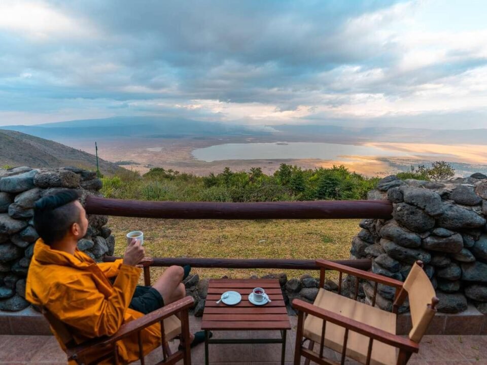 Ngorongoro Rim vs Karatu accommodation comparison overlooking the Ngorongoro Crater in Tanzania.